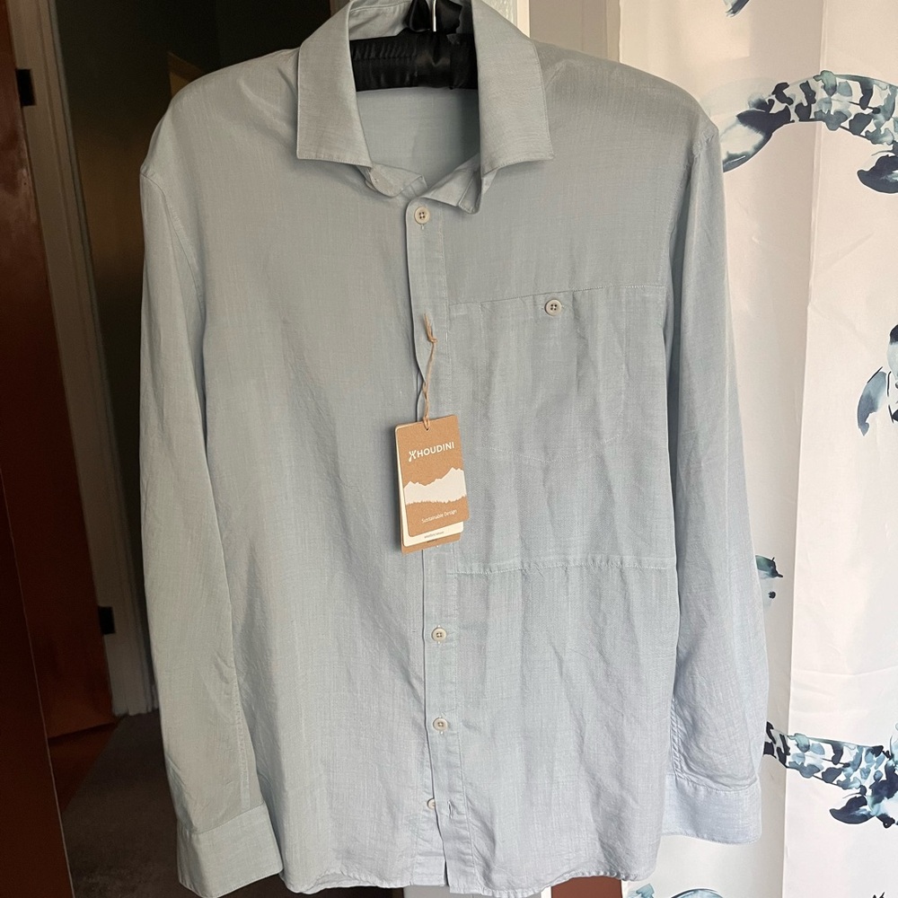 Houdini Tree Shirt Button-Up Men’s Small in Breeze Blue NWT